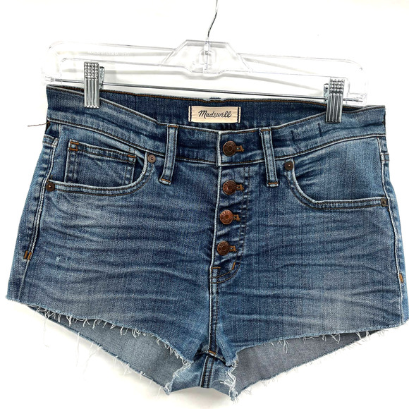 Madewell Pants - Madewell‎ 9 Inch High Rise Cut Off Denim Jean Shorts Button Front Size 29